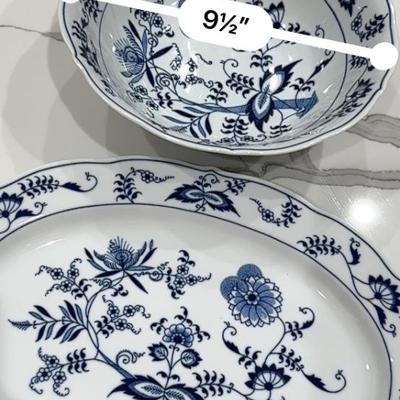 Vintage Blue Danube Blue Onion Pattern Oval Serving Platter/ Bowl Made In Japan