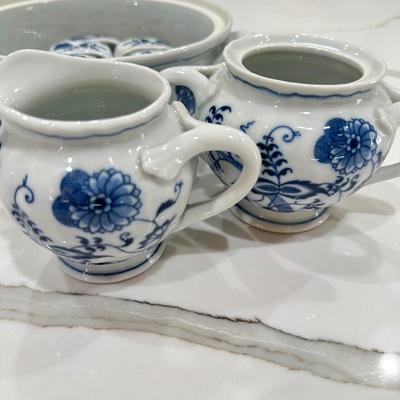 Vintage Blue Danube Blue Onion Pattern Cream & Sugar, napkin rings and more Made In Japan