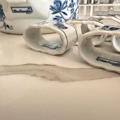 Vintage Blue Danube Blue Onion Pattern Cream & Sugar, napkin rings and more Made In Japan
