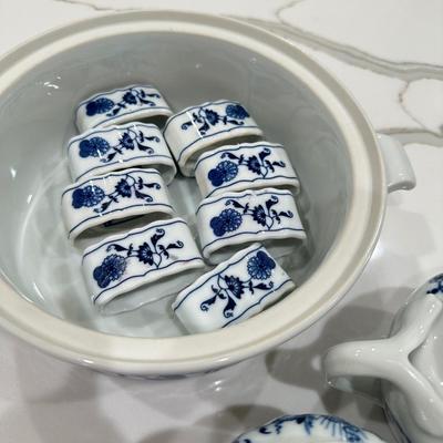 Vintage Blue Danube Blue Onion Pattern Cream & Sugar, napkin rings and more Made In Japan