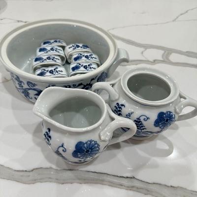 Vintage Blue Danube Blue Onion Pattern Cream & Sugar, napkin rings and more Made In Japan