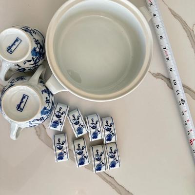 Vintage Blue Danube Blue Onion Pattern Cream & Sugar, napkin rings and more Made In Japan