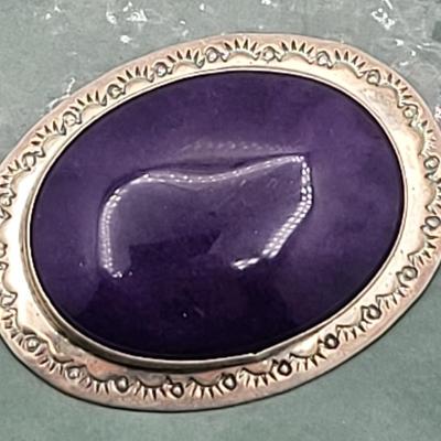 Designer MVV Sterling Charoite Brooch/Pendant 23.2gr