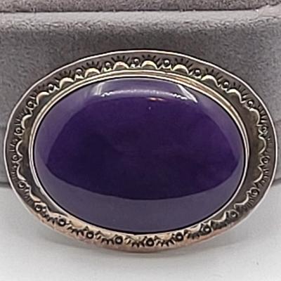 Designer MVV Sterling Charoite Brooch/Pendant 23.2gr