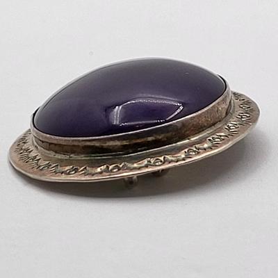 Designer MVV Sterling Charoite Brooch/Pendant 23.2gr