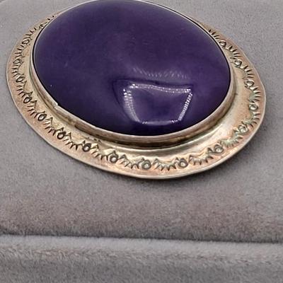 Designer MVV Sterling Charoite Brooch/Pendant 23.2gr