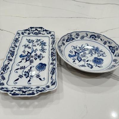 Vintage Blue Danube Blue Onion Pattern Platter & Bowl Made In Japan