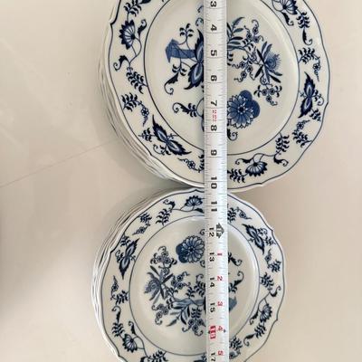 Blue Danube Blue Onion Pattern Stack of 9 dinner plates and 7 salad plates Made In Japan