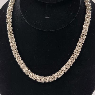76.7gr Sterling Silver Byzantine Necklace 17"