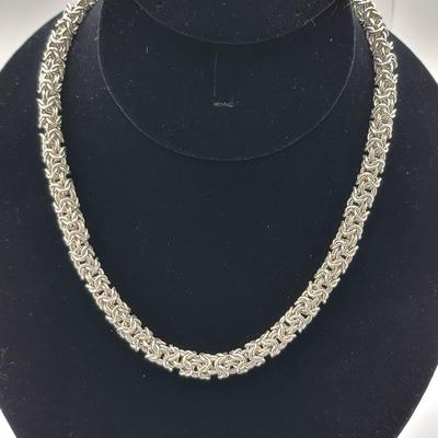 76.7gr Sterling Silver Byzantine Necklace 17"