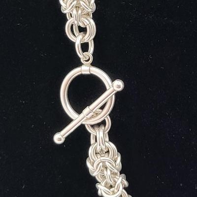 76.7gr Sterling Silver Byzantine Necklace 17"