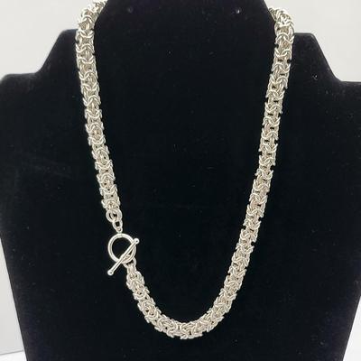 76.7gr Sterling Silver Byzantine Necklace 17"