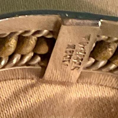 Mexican Sterling cuff, silver with gold wash on center band
