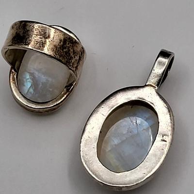 Opalescent Moonstone Ring & Pendant 28.9gr