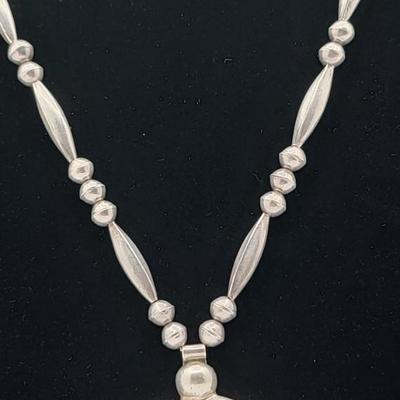 1970's Navajo Silver Squash Blossom Beaded Necklace 47.5gr $450 Value