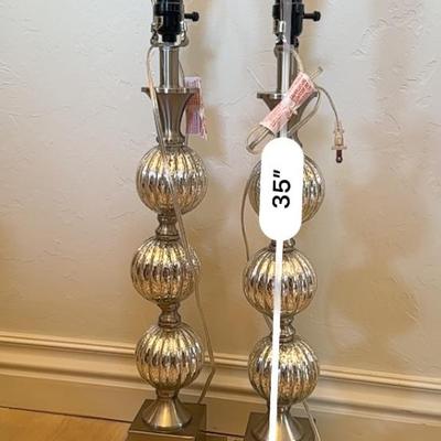 Set of 2 tall Mercury Table lamps without Shades