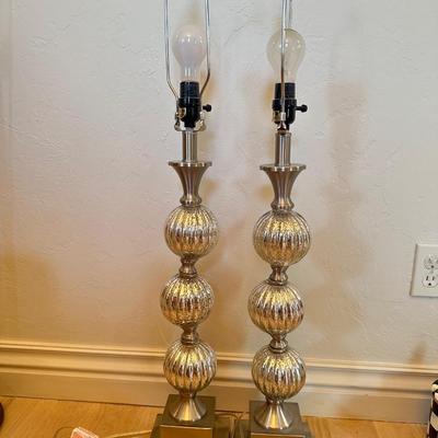 Set of 2 tall Mercury Table lamps without Shades