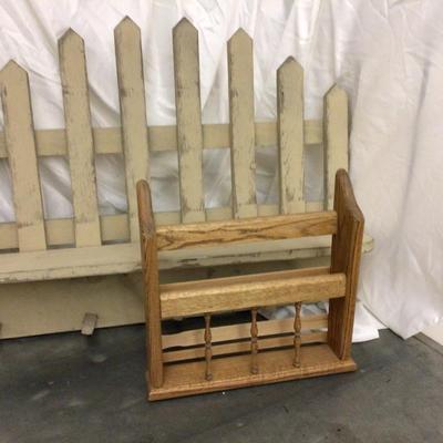 Wood Picket Fence Shel and Wood Magazine Holder