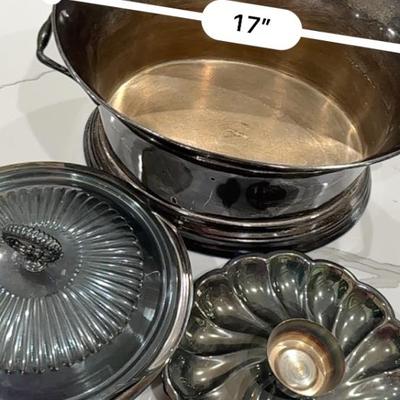 Beautiful Silverplate Items for Entertaining Ice Bucket, Nut dishes