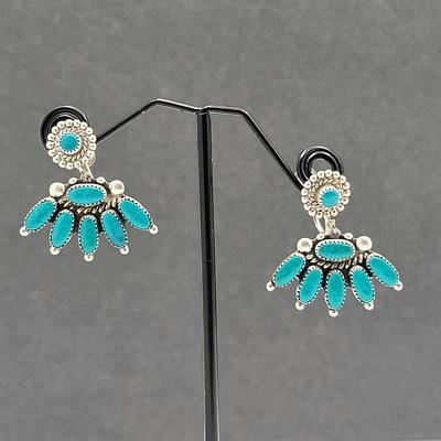 Vintage Turquoise Petit Point Earrings 9.5gr