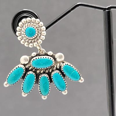 Vintage Turquoise Petit Point Earrings 9.5gr