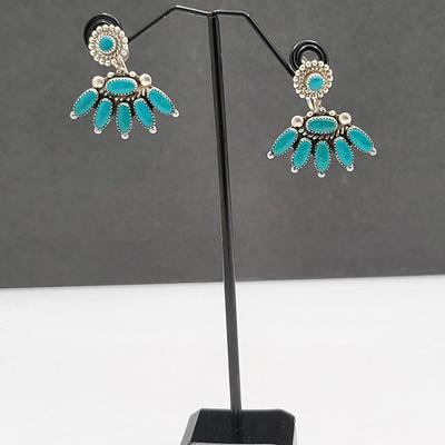 Vintage Turquoise Petit Point Earrings 9.5gr