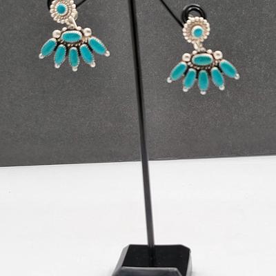 Vintage Turquoise Petit Point Earrings 9.5gr