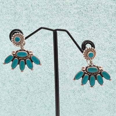 Vintage Turquoise Petit Point Earrings 9.5gr