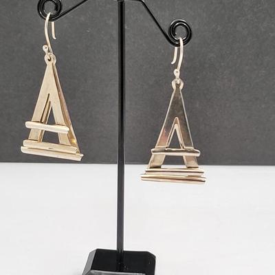 Modernist Three Triangle Dangle Earrings 12.7gr