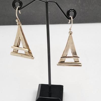 Modernist Three Triangle Dangle Earrings 12.7gr