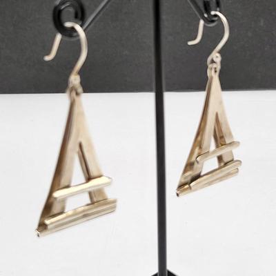 Modernist Three Triangle Dangle Earrings 12.7gr