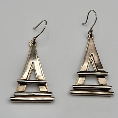 Modernist Three Triangle Dangle Earrings 12.7gr
