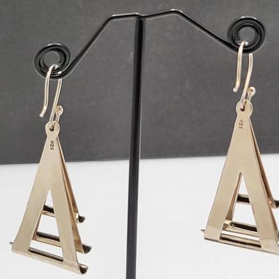 Modernist Three Triangle Dangle Earrings 12.7gr