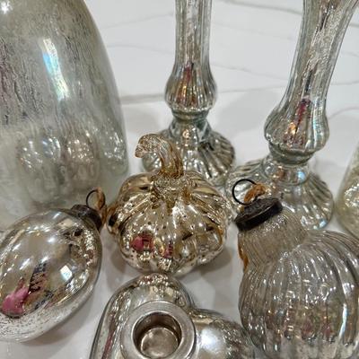 Mercury Glass Items with Candlesticks - Decor
