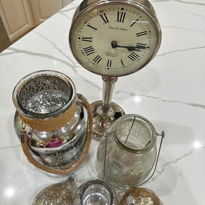 Mercury Glass pieces including a Clock