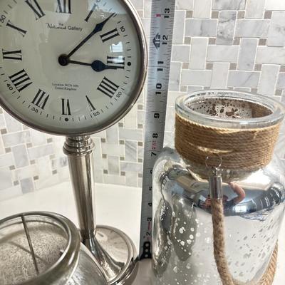 Mercury Glass pieces including a Clock
