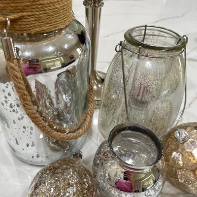 Mercury Glass pieces including a Clock