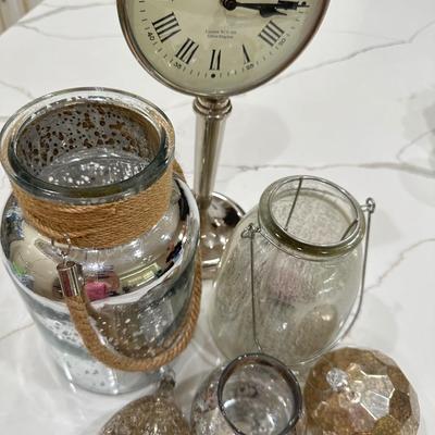 Mercury Glass pieces including a Clock