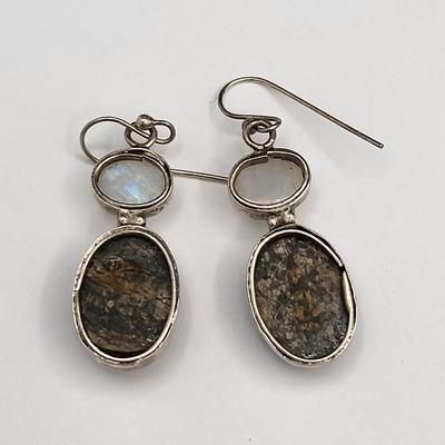 Jasper & Moonstone Earrings & Large Pendant 53.5gr
