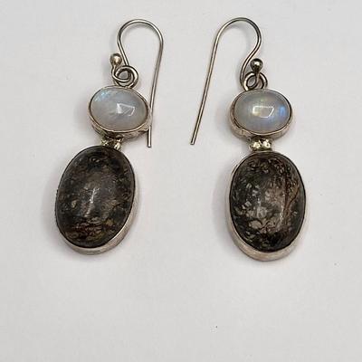 Jasper & Moonstone Earrings & Large Pendant 53.5gr