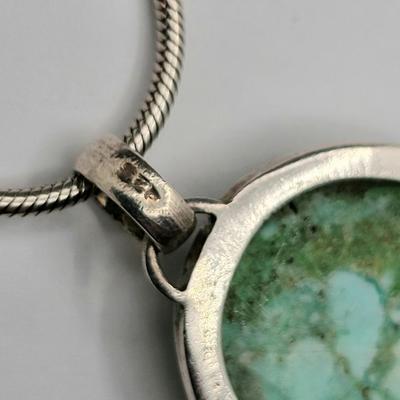 Outstanding Turquoise & Silver Pendant on 21" Chain 46gr