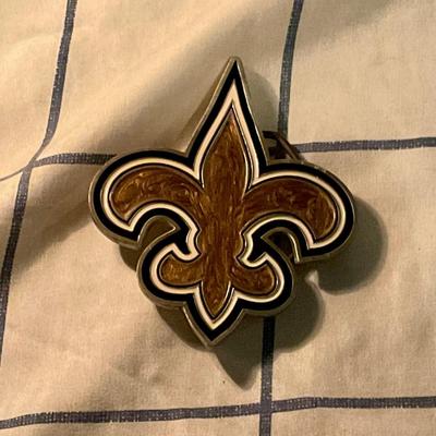 Saints pewter belt buckle has NFL brand sticker
