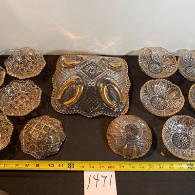 Vintage Gold Trim Glass Bowl Lot