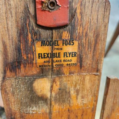2 Vintage Snow Sleds Flexible Flyer Yankee Clipper Winter Decor