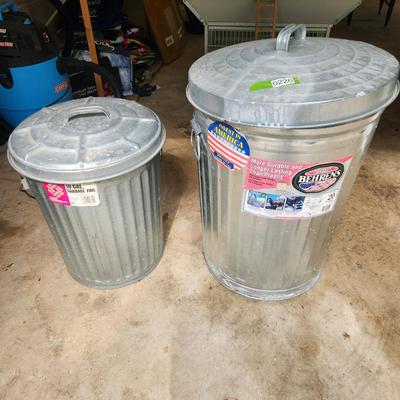 2 Galvanized Sheet Metal Trash Cans Behrens 20 gallon Dover Parkersburg 10 Gallon