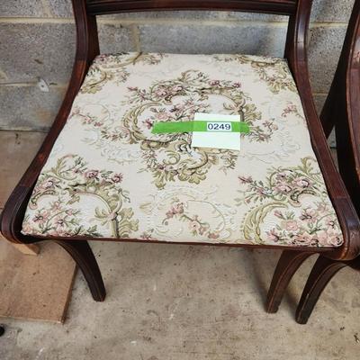Pair Duncan Phyfe Style Harp Lyre Back Chairs