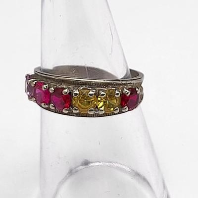 Vintage 10k White Gold & Colored Sapphire Ring 2.6gr