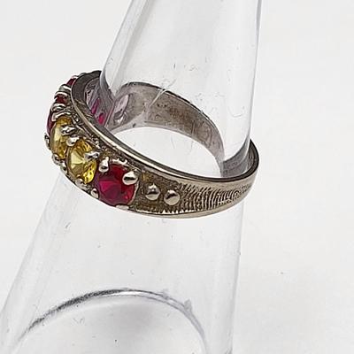 Vintage 10k White Gold & Colored Sapphire Ring 2.6gr