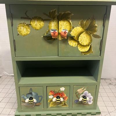 Wooden Heavy Decorative 4 Drawer Handpainted Floral Jewelry Chest Box