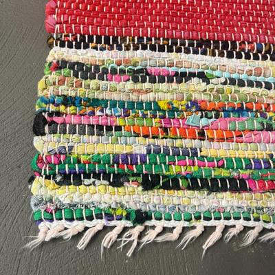 Rectangular Handmade Multicolor Cotton Rug